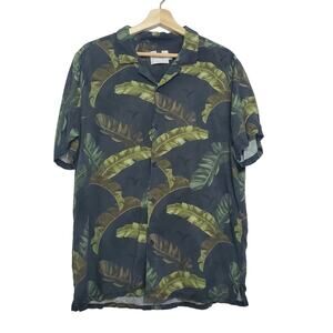Topman | Palm Print Short Sleeve Soft Button Front Shirt